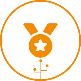 A medal with a star on it in the middle of a circle.